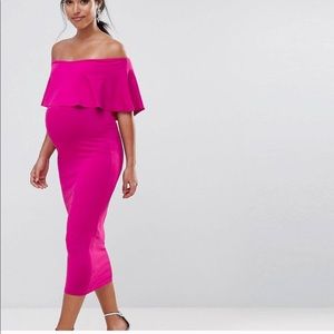 NWT ASOS Maternity Bardot dress with ruffle top